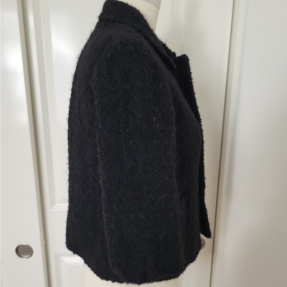 J. Crew Black Bouclé Short Pea Coat Size 0 - Picture 4 of 5